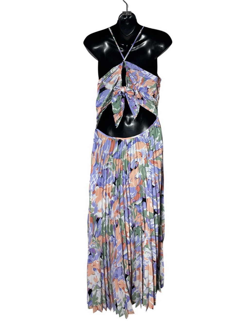 ASTR the label xl Blythe floral plisse midi dress crisscross back watercolor new - Picture 3 of 11